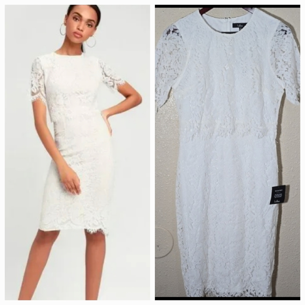 Lulus Elegant White Lace Dress